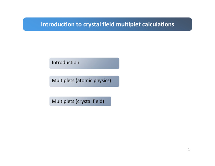 introduction to crystal field multiplet calculations