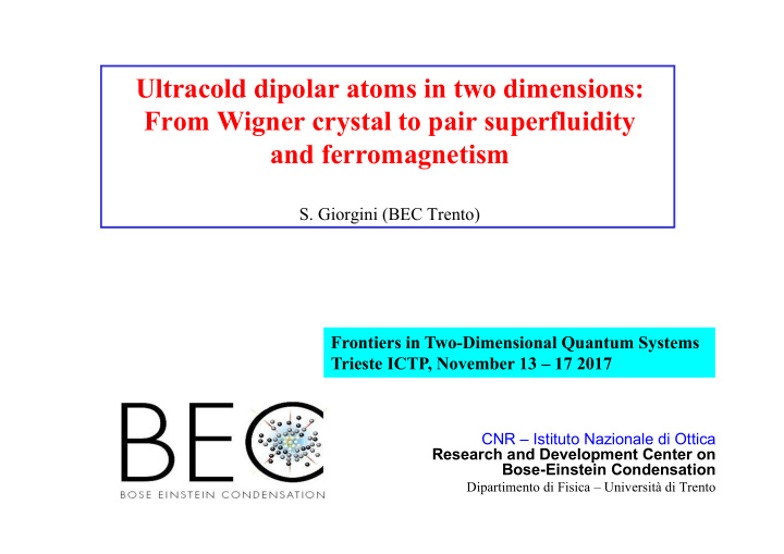 ultracold dipolar atoms in two dimensions from wigner