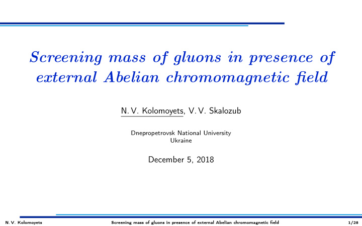 screening mass of gluons in presence of external abelian