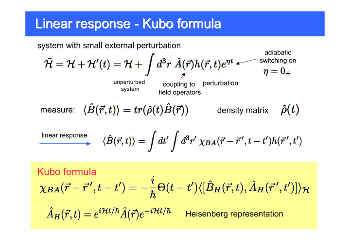 linear response kubo formula linear response kubo formula