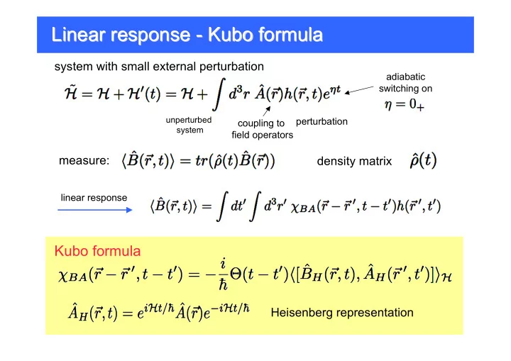 linear response kubo formula linear response kubo formula