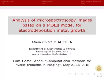 Analysis of microspectroscopy images  based on a PDEs model for  electrodeposition metal growth