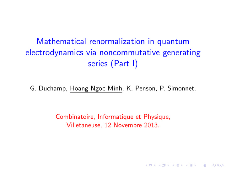 mathematical renormalization in quantum electrodynamics