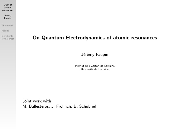 on quantum electrodynamics of atomic resonances