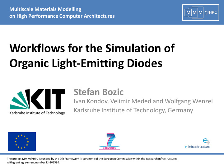 workflows for the simulation of organic light emitting