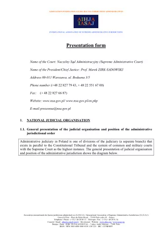 Presentation form Name of the Court: Naczelny S  d Administracyjny (Supreme Administrative Court)