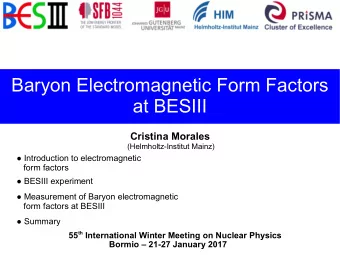 Baryon Electromagnetic Form Factors  at BESIII Cristina Morales  (Helmholtz-Institut Mainz)