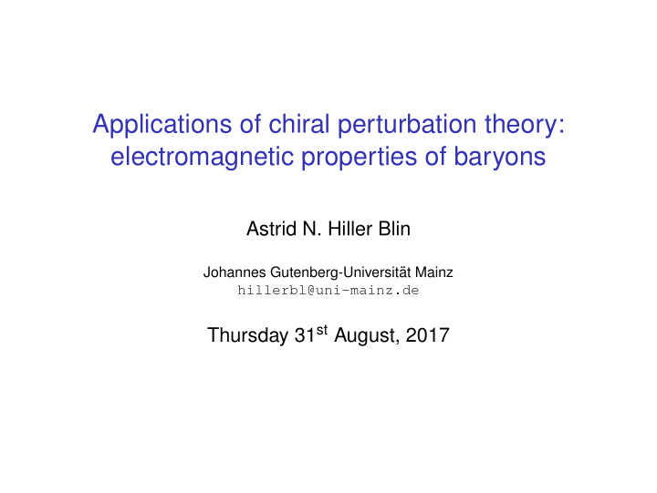 applications of chiral perturbation theory