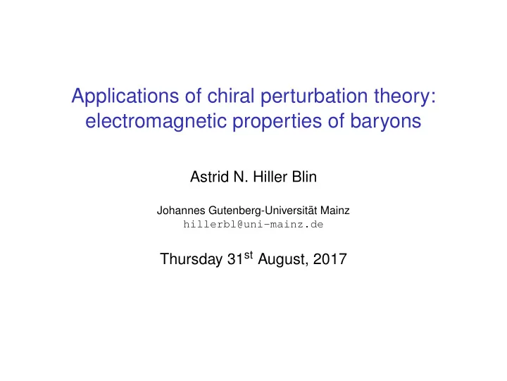 applications of chiral perturbation theory