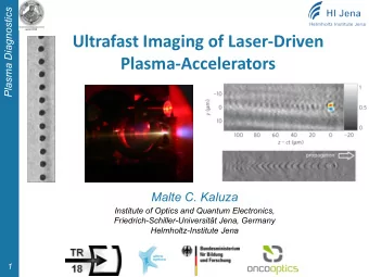 Ultrafast Imaging of Laser-Driven  Plasma-Accelerators  Malte C. Kaluza  Institute of Optics and