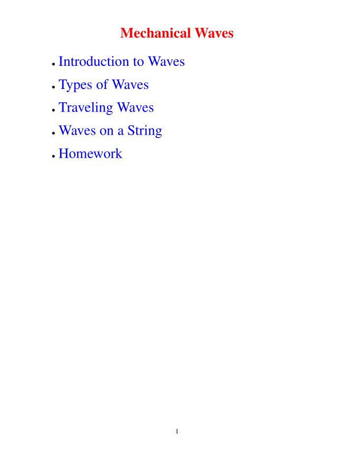mechanical waves introduction to waves types of waves