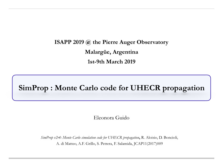 simprop monte carlo code for uhecr propagation