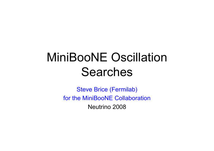 miniboone oscillation searches