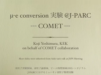 - e conversion  @J - PARC --- COMET ---  Koji Y  oshimura, KEK  on behalf of COMET