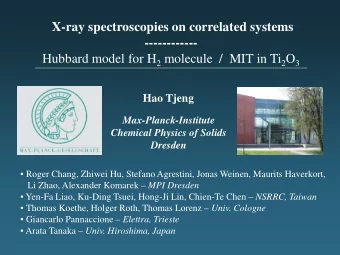 X-ray spectroscopies on correlated systems  ------------ Hubbard model for H 2 molecule  /  MIT in