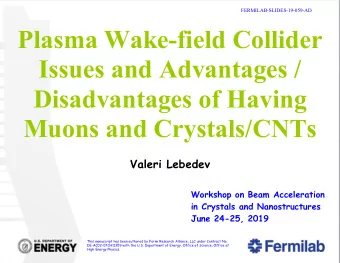 Plasma Wake-field Collider  Issues and Advantages /  Disadvantages of Having  Muons and