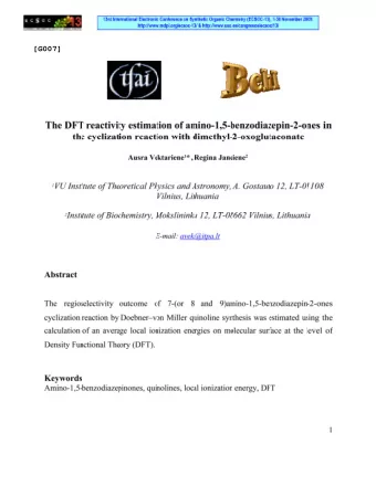 [G007]  Introduction  Benzodiazepines and their polycyclic derivatives are known as medically