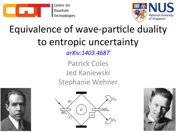 equivalence of wave par2cle duality to entropic