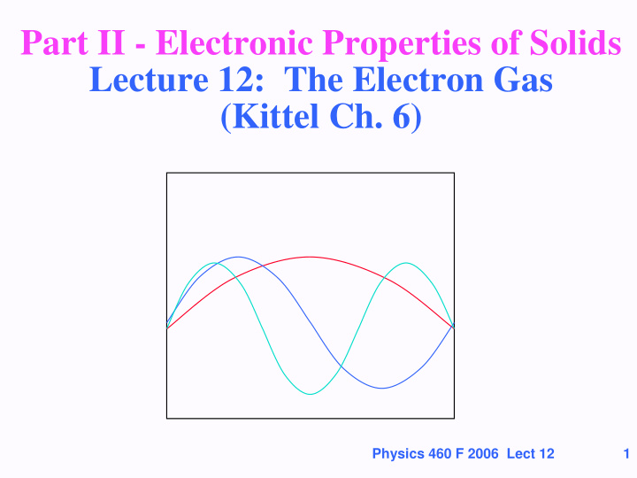 part ii electronic properties of solids lecture 12 the