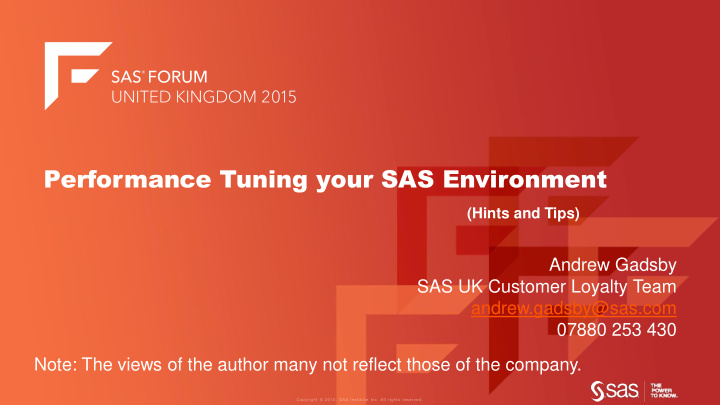 performance tuning your sas environment