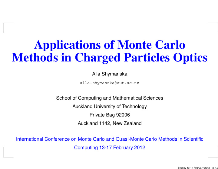applications of monte carlo methods in charged particles