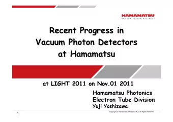 Recent Progress in  Recent Progress in  Vacuum Photon Detectors  Vacuum Photon Detectors  at