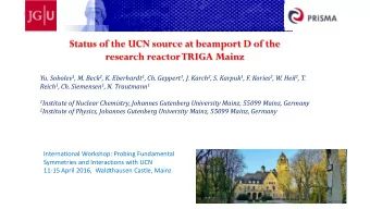 Status of the UCN source at beamport D of the  research reactor TRIGA Mainz Yu. Sobolev 1 , M. Beck