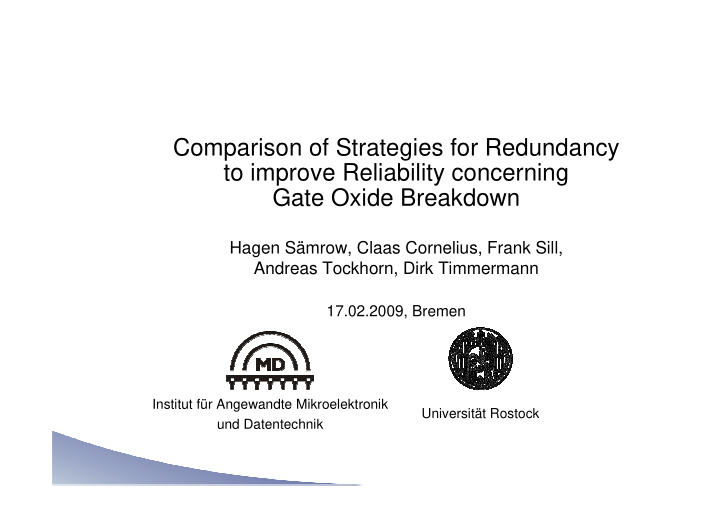 comparison of strategies for redundancy to improve