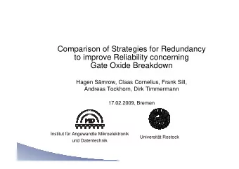 Comparison of Strategies for Redundancy  to improve Reliability concerning  Gate Oxide Breakdown