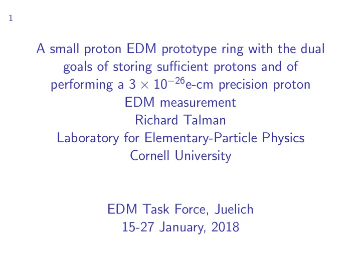 a small proton edm prototype ring with the dual goals of