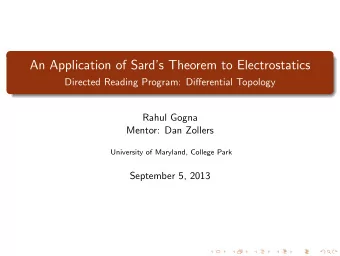 An Application of Sards Theorem to Electrostatics  Directed Reading Program: Differential
