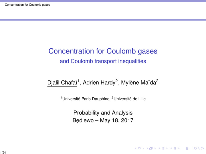 concentration for coulomb gases