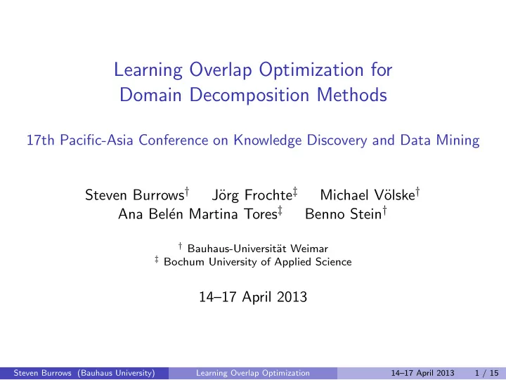 learning overlap optimization for domain decomposition