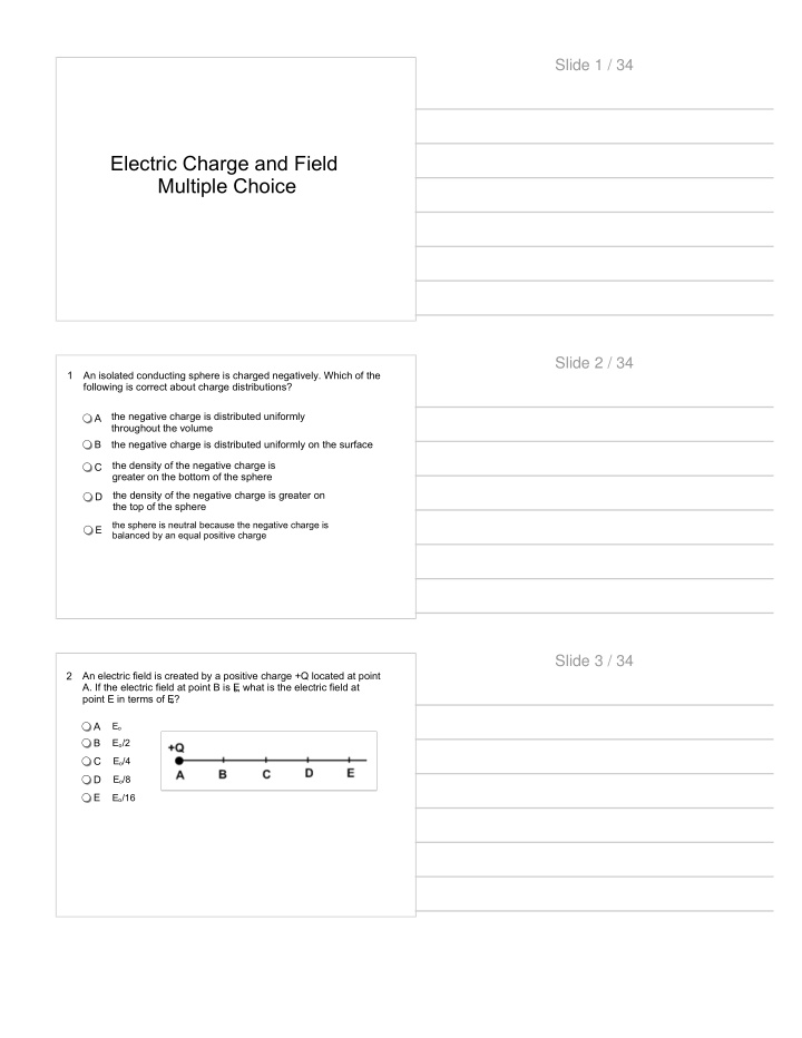 electric charge and field multiple choice