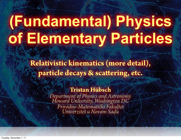 fundamental physics of elementary particles