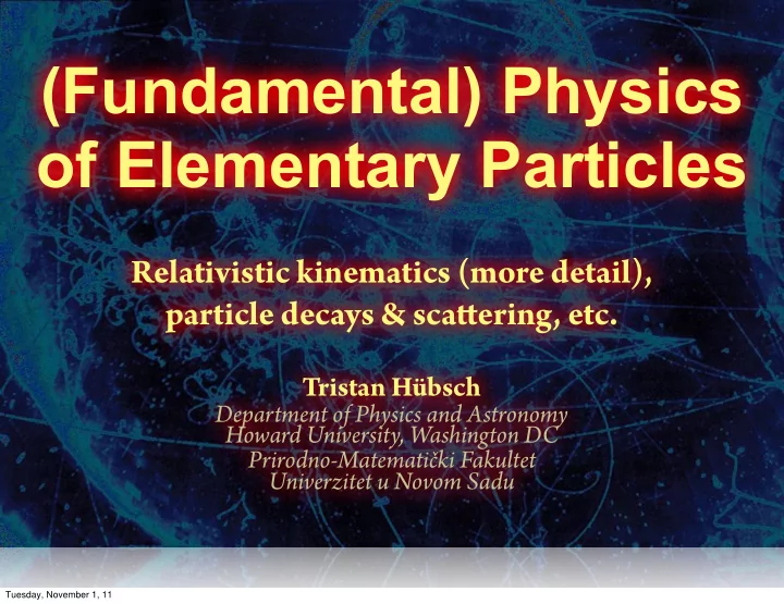 fundamental physics of elementary particles
