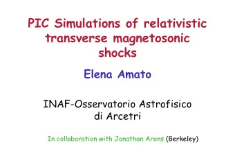 PIC Simulations of relativistic  transverse magnetosonic  shocks  Elena Amato  INAF-Osservatorio