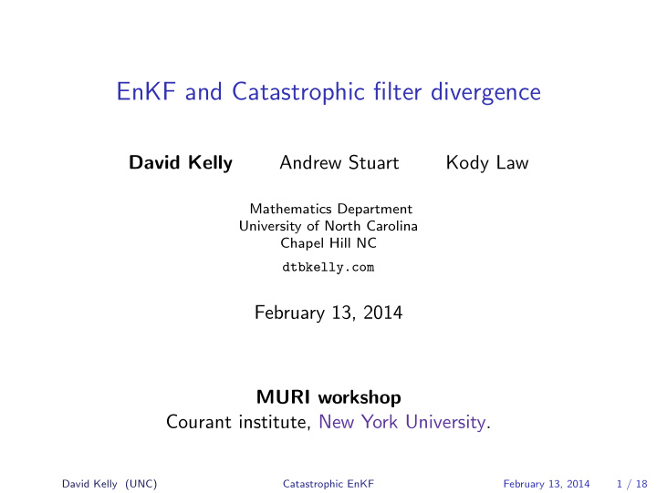 enkf and catastrophic filter divergence