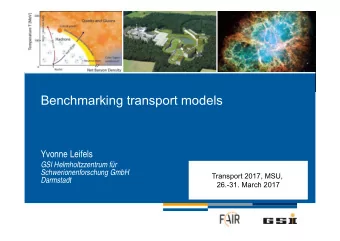 Benchmarking transport models  Yvonne Leifels  GSI Helmholtzzentrum fr  Schwerionenforschung GmbH
