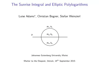 The Sunrise Integral and Elliptic Polylogarithms Luise Adams  , Christian Bogner, Stefan