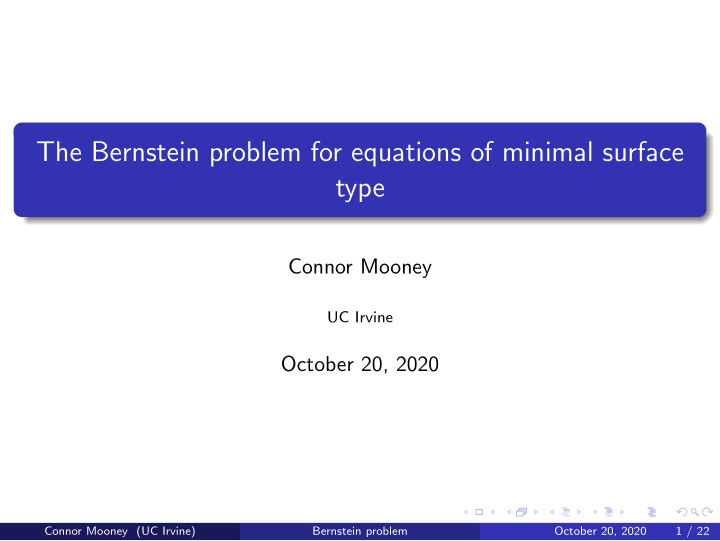 the bernstein problem for equations of minimal surface