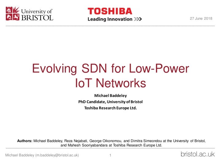 evolving sdn for low power