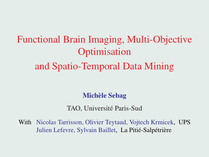 functional brain imaging multi objective optimisation and