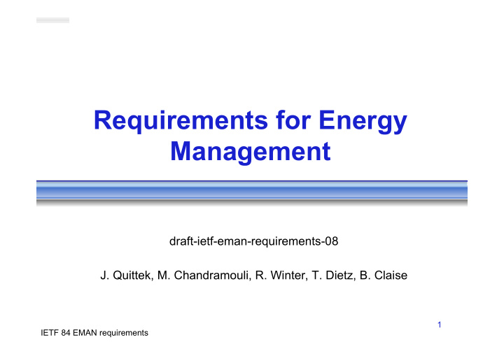 requirements for energy