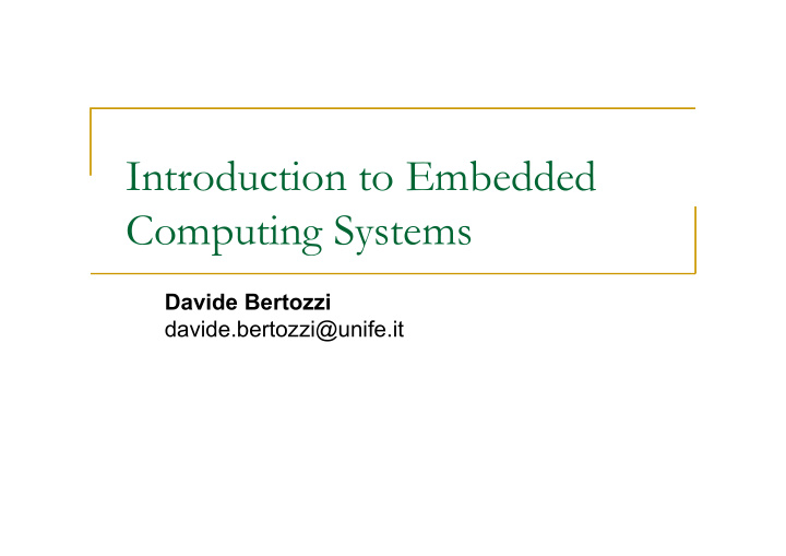 introduction to embedded computing systems