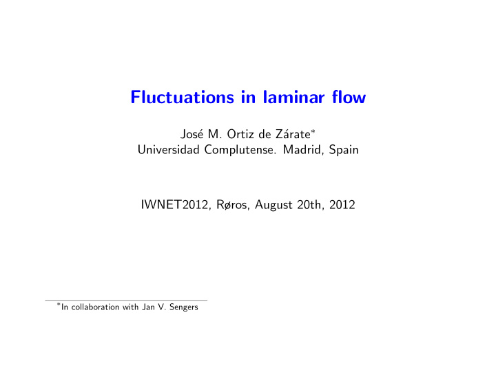 fluctuations in laminar flow