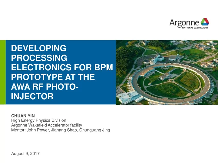 developing processing electronics for bpm prototype at