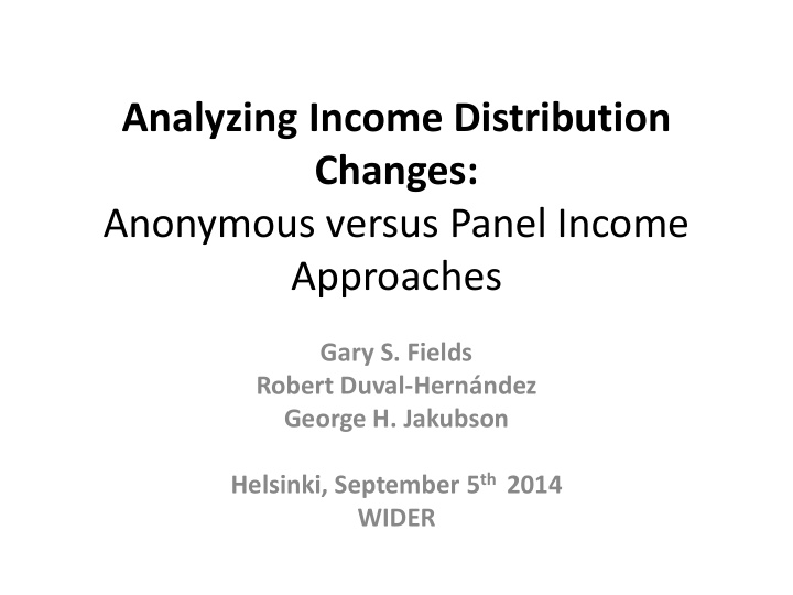 analyzing income distribution changes anonymous versus