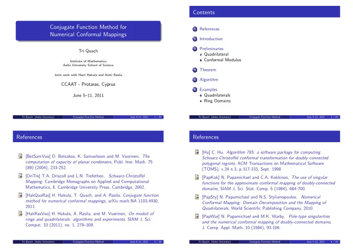 contents conjugate function method for