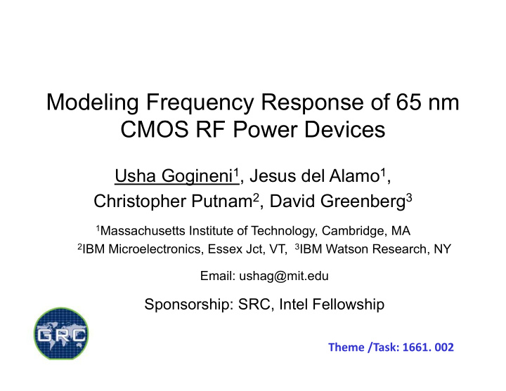 modeling frequency response of 65 nm cmos rf power
